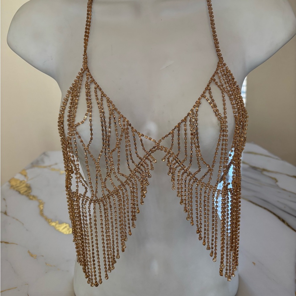 Hera Collection Gold Chain Halter Top